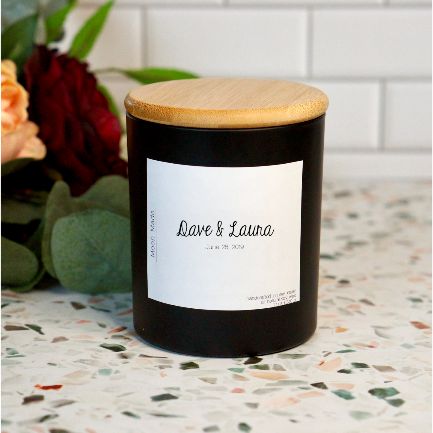 Custom Candle - with Rose Quartz Crystals