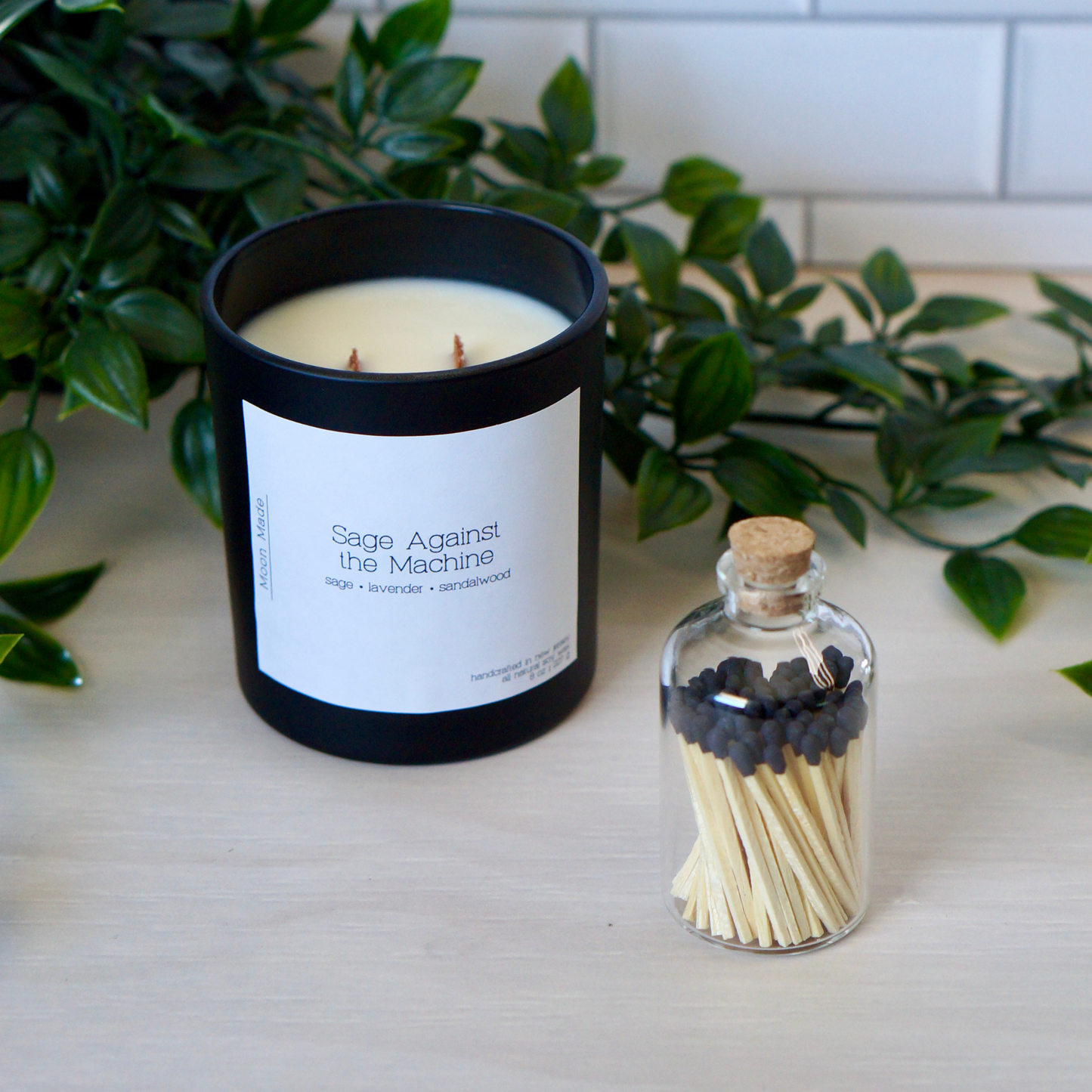 Black Tip Small Safety Matches - Apothecary Jar