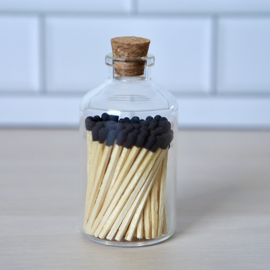 Black Tip Small Safety Matches - Apothecary Jar