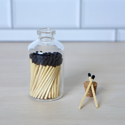 Black Tip Small Safety Matches - Apothecary Jar