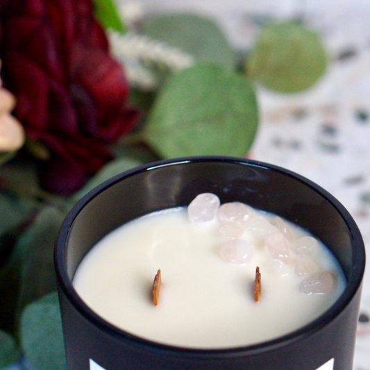 Custom Candle - with Rose Quartz Crystals